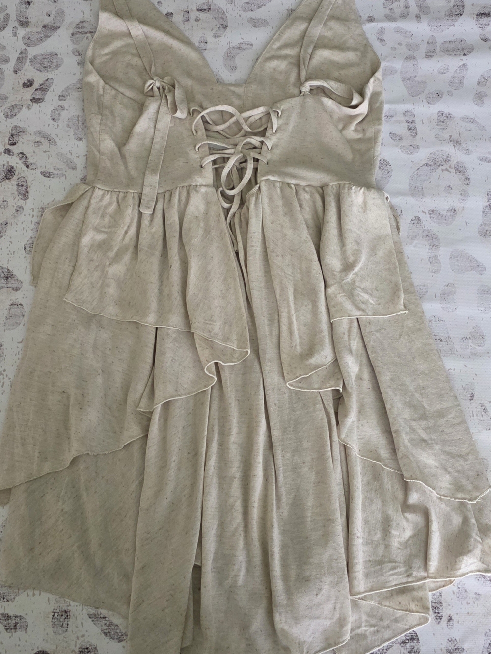 Free People Cream Tiered V-Neck Mini Dress - Picture 11 of 13